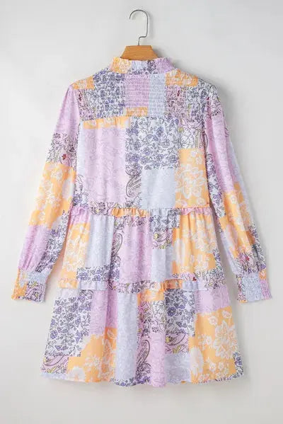 'Calla' Frill Bloom Printed Mini Dress - Celes Fashion